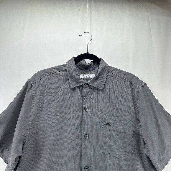 Tommy Bahama Shirt Mens M Coconut Point Micro Check IslandZone Button Up Gray - Picture 3 of 12